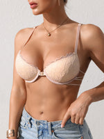 Women's Lace Butterfly Back Beauty Push up Sexy Bras Modern Trend Solid Color Front Buckle Bra for Woman