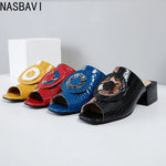 NASBAVI Out Outdoor Slippers Latest Luxury Shoes Women Designers Ladies Shoes and Sandals Wedding Shoes for Women Big Size 45 46