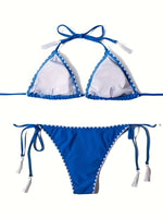 ZTVitality Blue Sexy Bikini Set 2024 New Arrival Biquini Padded Bra Halter Bandage Swimsuit Women's Swimwear Whip Stitch Summer