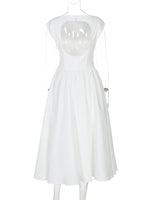 FDYOUI Elegant Sleeveless Backless A-line Party Dress for Woman 2026 Summer Tunics High Waist Solid Wedding Evening Prom Dresses