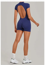 Women's Seamless Yoga Jumpsuits Fitness Sports Hip-lifting Backless Short-sleeved Training Gym Workout Shorts One-piece