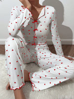 Spring Autumn Pajamas Sets for Women Long Sleeve Tops Long Pants 2 Piece Set Home Suit Night Wear Sleepwear Pijamas