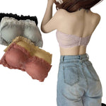 Women Floral Lace Tube Top Wireless Bra Sexy Lingerie Strapless Bralette Solid Color Crop Top Female Padded Bandeau Padded Bra