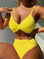 Neon Green High Waist Bikinis Sexy Women Swimsuits Female Swimwear 2026 Twist Padded Bathing Suit Beachwear Summer Biquini Black
