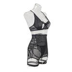 Summer new women's sexy strappy see-through mesh lingerie four-piece set Women's Pajama Lace Underwear Set Intimates 2025