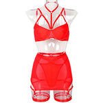 Toucheart Trendy Lingerie 4 Pieces Set Exotic Sexy Bra Eroctic Garter Underwear Set Women's Mesh See-through Luxury Underwear