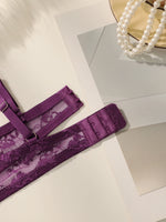 Purple lace brassere ribbon steel ring anti sagging bra retro French style Lingerie sexy women's underwear HR2635