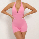 Women's High Elasticity One-Piece Fitness Jumpsuit - Tight Peach Hip Jumpsuit & Air Back Yoga Pants for Workout Gym Running