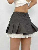 Summer New Leisure Lace Splicing Short Skirt Women Pure Desire Spicy Girl High Waist Hundred Fold A-line Half Length Skirt 7V01