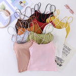 Women Tank Crop Tops Female Crop Top Seamless Backless Summer Cropped Camis Removable Pads Lingerie Girls Camisole