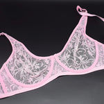 Womens Ultra-thin See Through Bras For Men Mesh Seamless Bralette Embroidery Sexy Lingerie Plus Size Brassiere