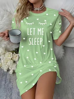 Women's Nightgown Casual Print Nightshirt Polka Dot Short Round-Neck Sleeve Loose Sleepwear Nightdress Summer Pajama