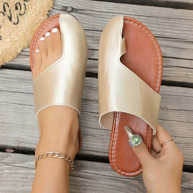 Women Summer Flat Slippers Casual Solid Color Round Toe Wear Slides Roman Style Solid Soft Sole Slides for Women Size 36-43