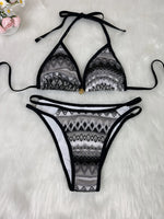 Retro Style 2026 Summer Women Knitted Swimsuit Sexy Backless Lace-up Swimwear Low Waist Femme Neck Bikini Set Beach Bathing Suit