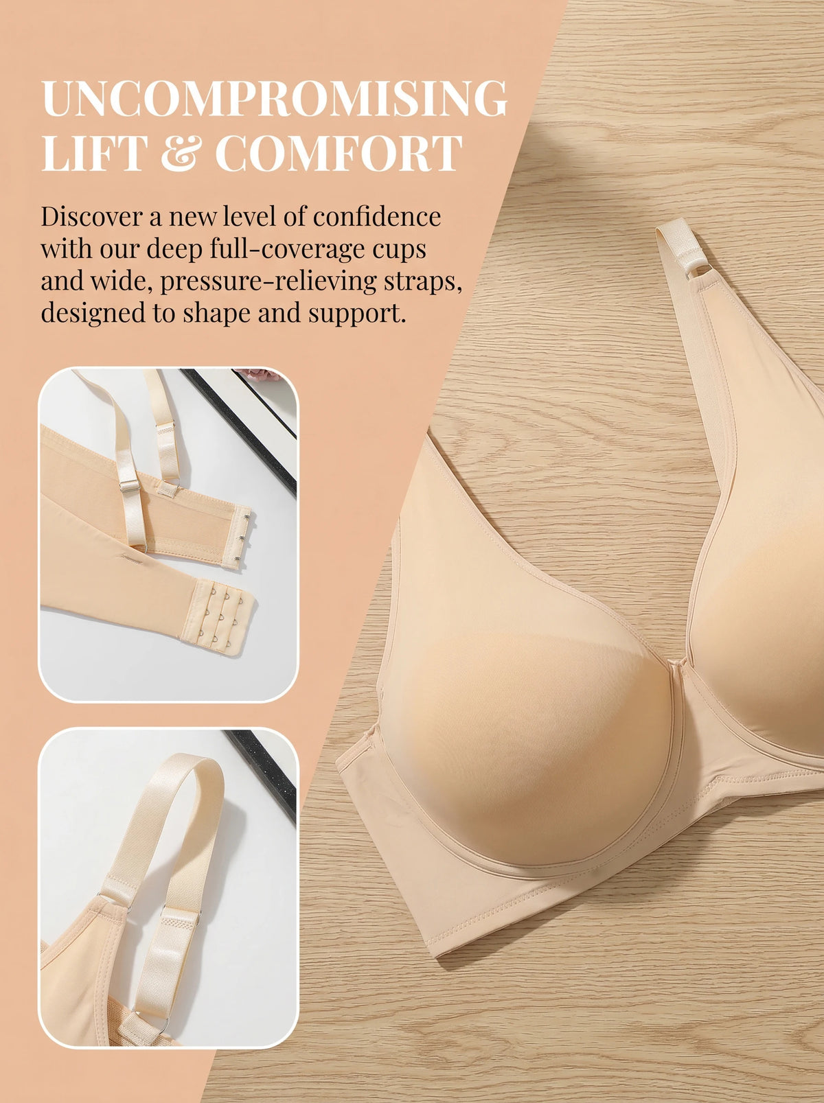 Plus Size Wireless Bra C D E Cup Women Nude Seamless Bra Full Coverage Comfort Everyday Suitable for all day wear MR3530