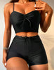 2026 Leaf Batch Swimsuit Women High Waist Bikini Set Drawstring Swimwear Female Padded Bathing Suit Swimming Beachwear Summer