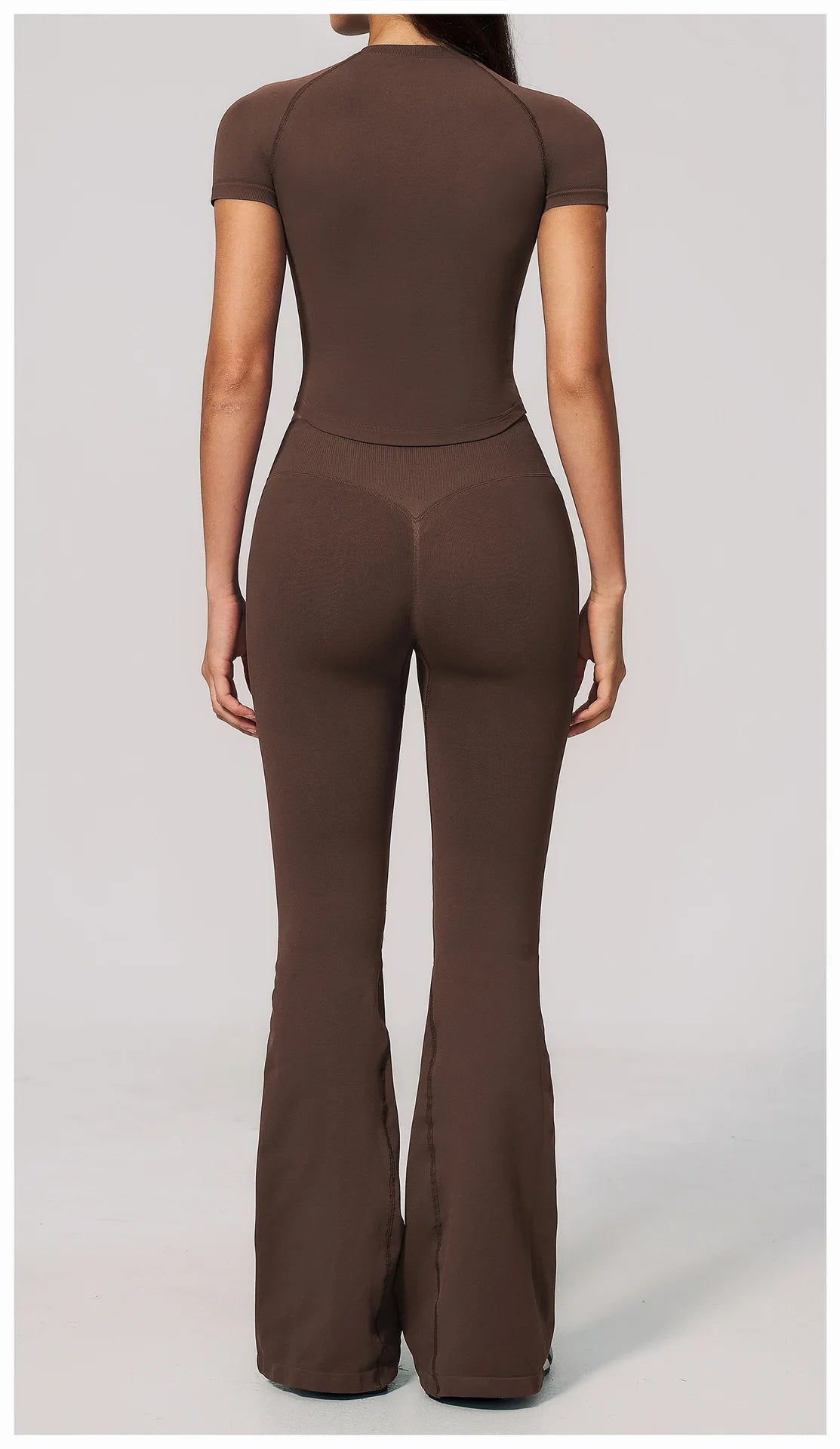 Seamless High Elasticity Yoga Sets Women Short Sleeve O Neck Sports T Shirts Workout Outfits Running Wide Leg Pants Fitness Suit
