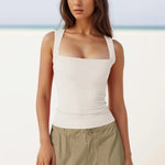Square Neck Camisoles For Women Chiffon Solid Sleeveless Tight Elastic Bodysuit Slimming Top Sexy Women Blouses Ropa De Mujer