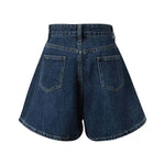 Pleated High Waist Denim Skirt Plus Size Denim Shorts For Women Summer Casual Wide Leg Slim A Line Skirt Elegant Girl Hot Pants