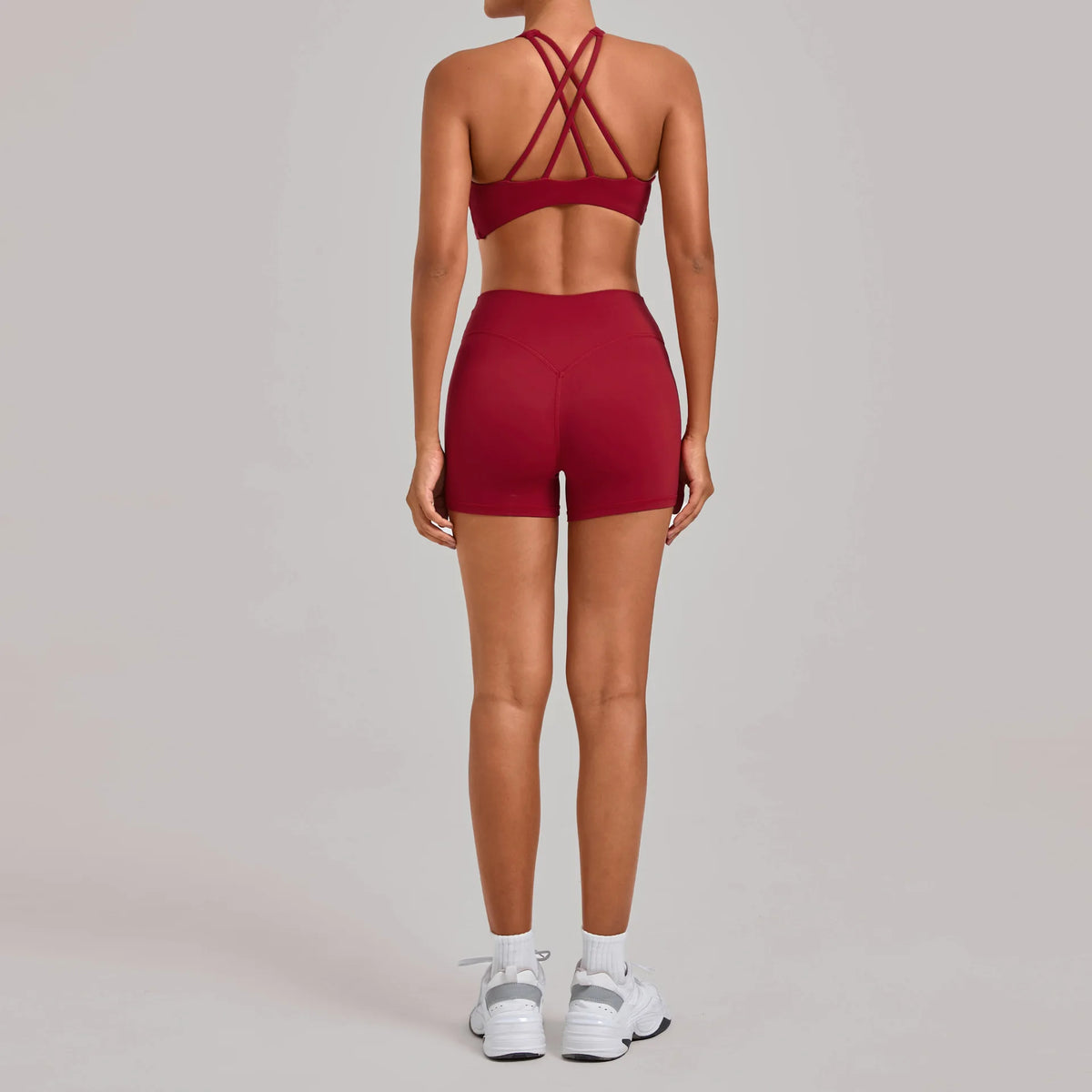 Women's Nude Yoga Sets Sports Cross Beauty Back Bra Hip-lifting Slim Fit Shorts Suits Running Fitness Workout Gym Sets