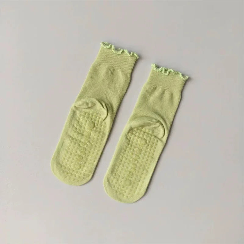 Women's Mid-Tube Cotton Yoga Sports Socks Summer Non-Slip Solid Color Breathable Anti-Fungus Fitness Edge Pure Cotton Socks
