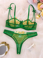 French-style floral embroidery lace lingerie set,sexy and pure desire sheer bra support,Valentine's Day party