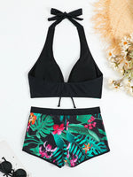 2026 Halter Bikini Set Short Swimsuit Women High Waist Swimwear Female Printed Bathers Swimming Bathing Swim Suit Beachwear