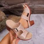 WomenSummer Fashion High Heel Platform Peep Toe Slip on Sandals Women Shoes