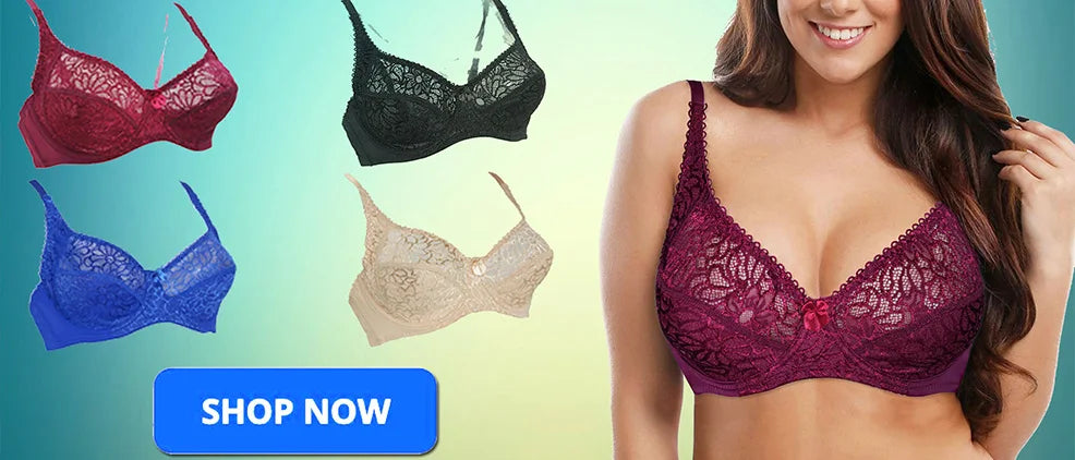 Plus Size Women Lace Bras Perspective Breathable Lager Bosom Bralette Underwired Embroidery Silky Touch BH Top B C D DD E F Cup