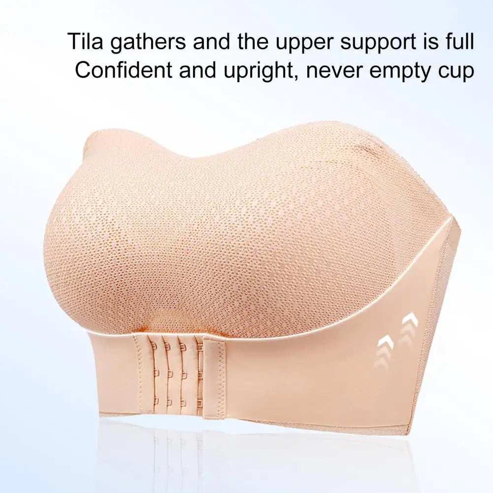 Women Bra Anti-slip Push Up Front Closure Invisible Tube Top Bra Solid Color Elastic Lady Bandeau Bra Women Underwear