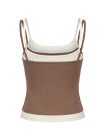 Summer Women's Camisoles Casual Stylish Contrast Color Layered Tank Tops Spaghetti Strap Slim Fit Vest Sporty Fitness Daily