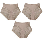3Pcs/Set Women Panties High Waist Briefs Tummy Control Mesh Elastic Shapewear Ice Silk Female Seamless Underwear Sexy Lingerie