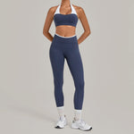 Women's Seamless Yoga Sets Sports Fitness Sleeveless Vest Hip-lifting Slim Fit Pants Suits Workout Gym Training Running Sets