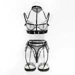 Toucheart 5 Piece Sexy Embroidery Underwear Set for Women Mesh Patchwork See-through Halter Underwear Garters Sexy Lingerie Set
