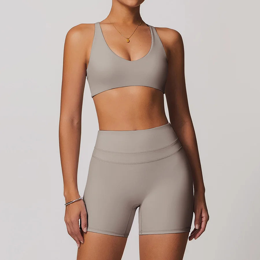 Yoga Set 2PCS Women Tracksuit Nude Feeling Workout Sets Gym Clothes Push Up Fitness Running Sportwear Sport Bra Leggings Suit