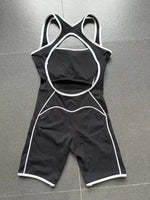 Summer New Gym Romper Padded Outdoor Sports Jumpsuit Hollow Open Back Yoga Suit Dance Sports Bodysuit Hip Lift Workout Yoga Sets