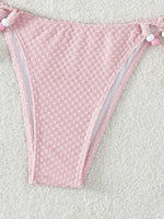 Sexy Pink Bikini 2024 Swimsuit Women White Pearl Strap Push Up Micro Swimwear Brazilian Bathing Suit Tie Side Thong Bikinis Sets
