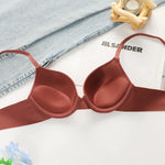 Solid color gathering steel ring anti sagging smooth and simple women's adjustable summer thin bra push up bra Lingerie U017