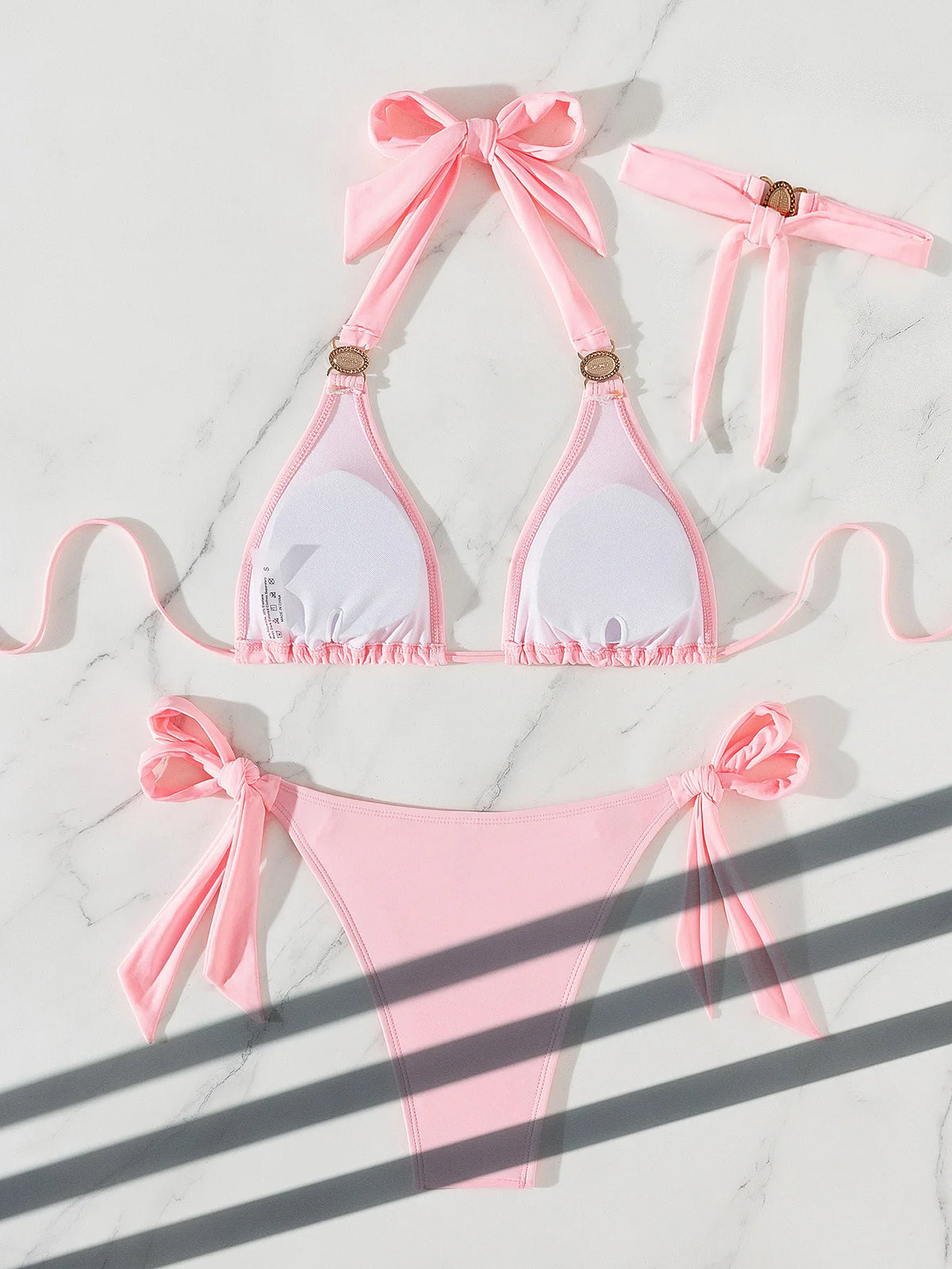 Luxury Bikini 2025 Women Pink Jewelled Rhinestones Diamond Push Up Micro Swimsuit Brazilian Bathing Suit Band 3 Piece Swimwear