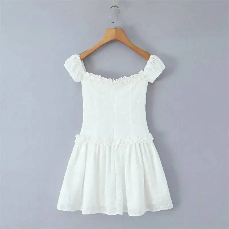 Summer 2026 Sexy Strapless Dress For Women Waist-cinching With Ruffled Trim And Embroidery Mini Skirt Pure Desire Beautiful T0DT