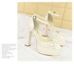 BIGTREE Model Catwalk Sequined Platform Pumps for Women Sexy Bowknot Party Nachtclub Stripper Heels Pole Dance Shoes Size 34-40