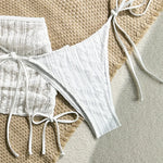 Beige Mesh Cover Ups Swimwear Halter String Triangle Bikinis Sets 3 Pieces Micro Thong Sexy Swimsuit Women 2026 Bathing Suit