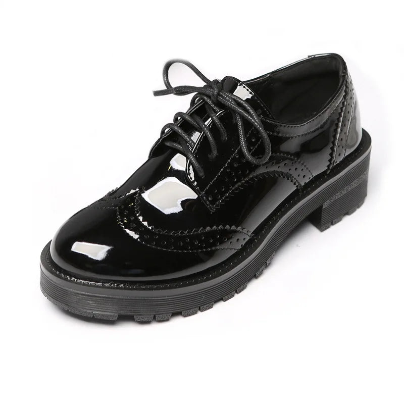 Spring Women Oxford Shoes Comfort Lady Brogue 2026Polish Designer Low-heeled Casual Shoes British Style Women Shoes