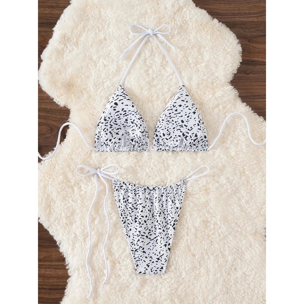 Sexy Print Strings Bikini 2025 Women Swimsuit Female Swimwear Thong Bikinis Set Brazilian Beach Wear Bathing Suit Biquini Swim