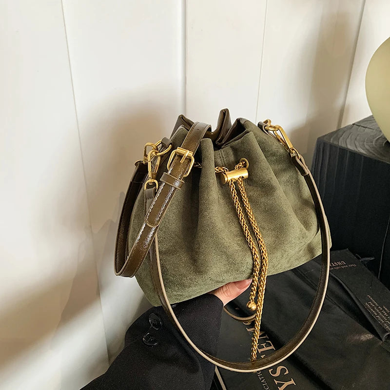2026 Soft Commuting Crossbody Bags Faux Suede Sewing Hot Sale Bags for WomenThread Solid Color String Women's Handbags