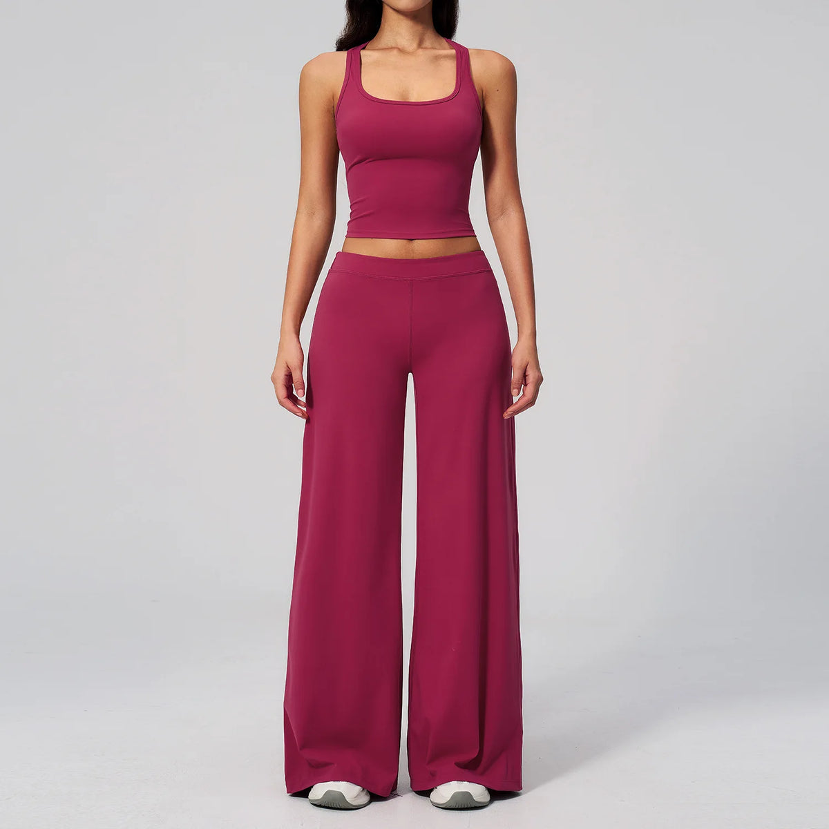 Women's Summer Two Piece Yoga Sets Slimming Sports Tank Top Lifted Buttocks High Waist Flare Pants Gym Fitness Suits Tracksuit