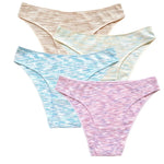 4Pcs/Set Women's Panties Low Rise Briefs Stretch Underwear Female Underpants Colorful Striped Panties Comfort Lingerie S-XL
