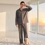 Autumn Winter Solid Color Soft Skin Friendly Fleece Warm Two Piece Homewear Sleepwear Women Dralon Couple Pajamas
