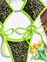 Leopard Print One Piece Swimsuits for Women String Lace-up Triangle Bikini Swimwear 2026 Hollow Out Monokini Bathing Suit Summer