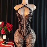 Sexy Fishnet Hollow Lingerie Sets Women Exposed Breast Crotchless Bodystockings See Through Erotic Open Bras Underwear BodySuits